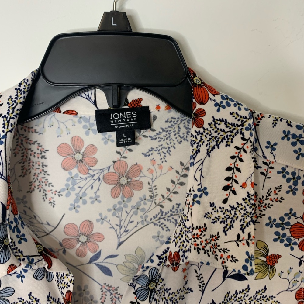 Jones New York Floral Sleeveless Button Blouse Tank Top Large - Picture 4 of 4
